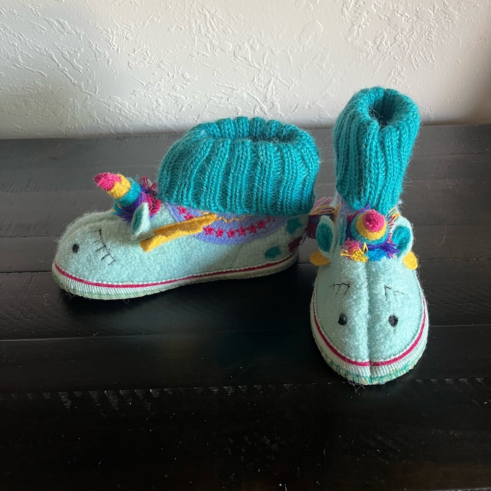 Woolmark Unicorn Boiled Wool Slippers - Size 10
